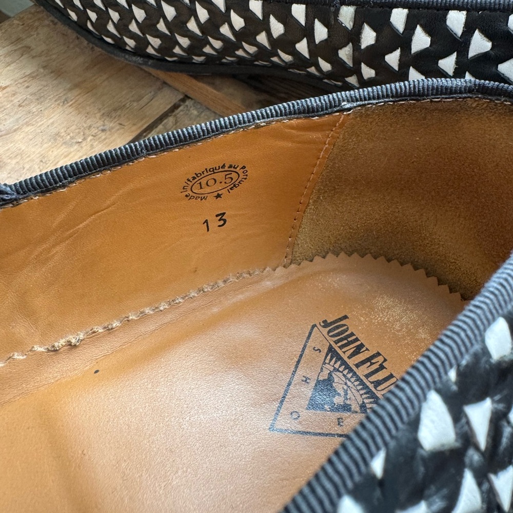 John Fluevog Tobias Black and White Loafers - Picture 4 of 5